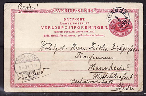 Швеция, 1899, Почтовая карточка прошедшая почту